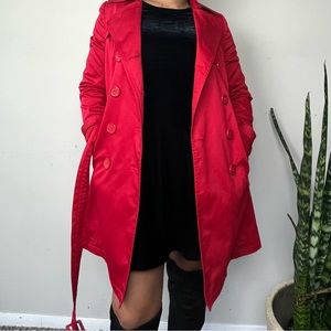 JM Collection Red Short Trenchjacket